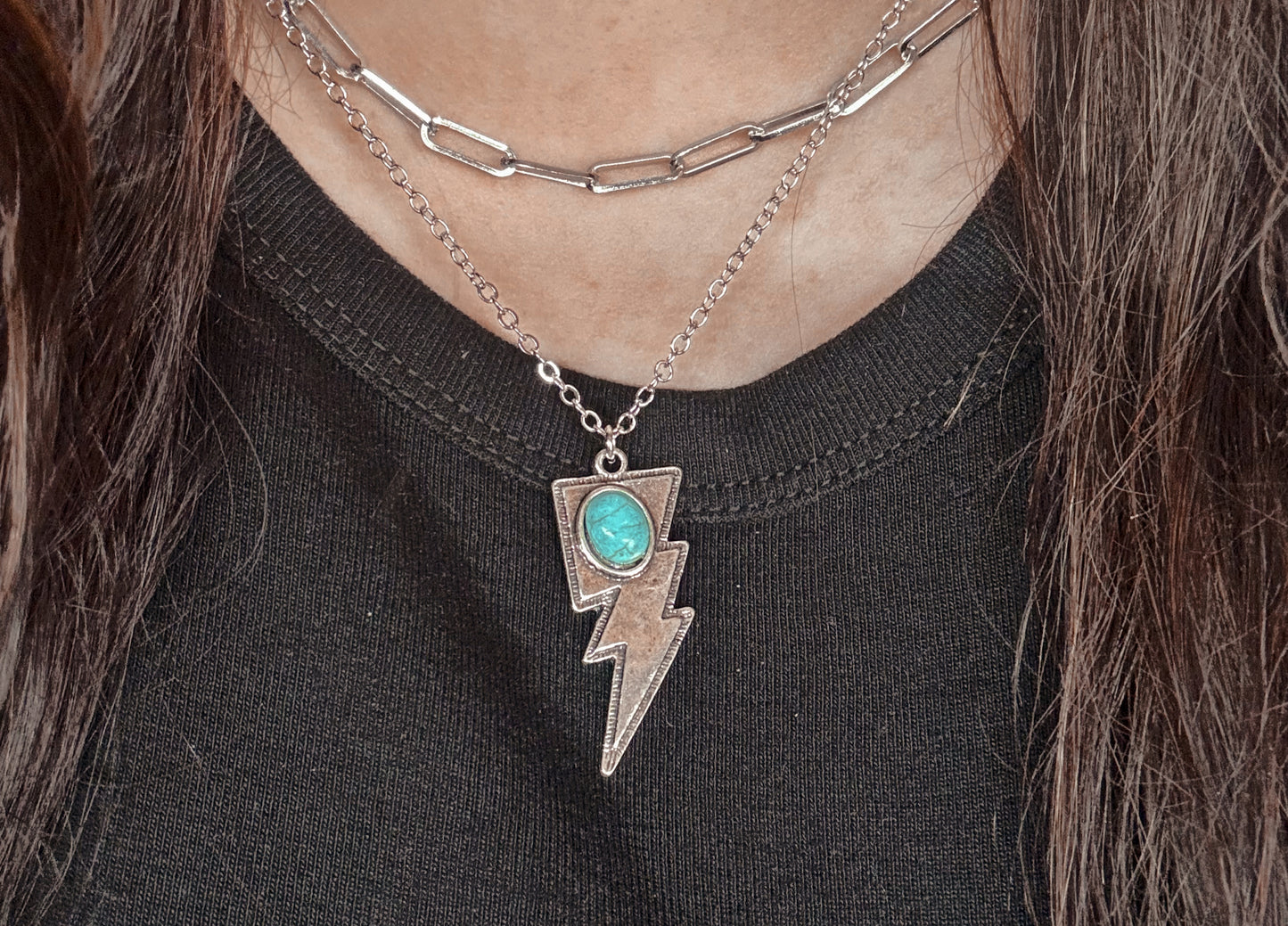 Turquoise bolt necklace