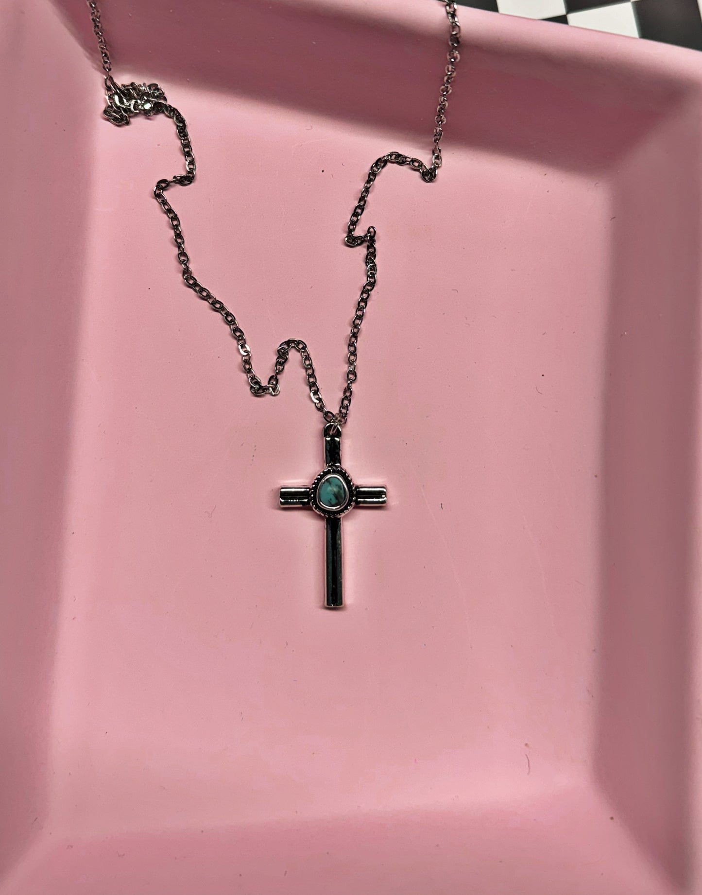 Turquoise cross necklace