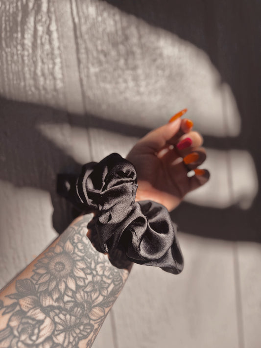 Black Betty Satin Scrunchie