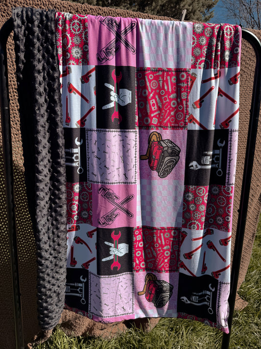 Blue Collar Dollar Pink Blanket