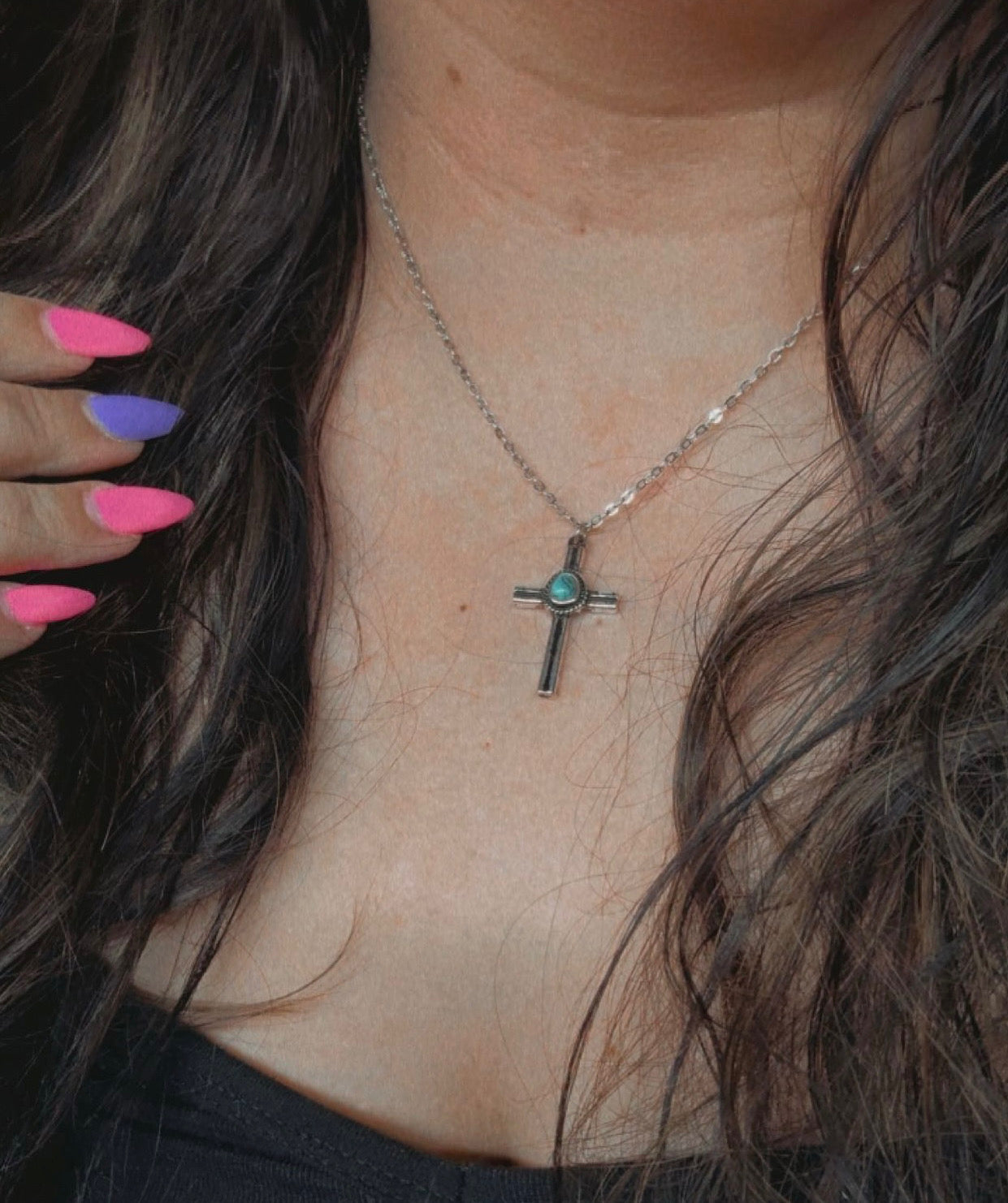 Turquoise cross necklace