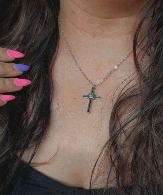 Turquoise cross necklace