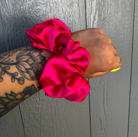 Pink Taffy Satin Scrunchie