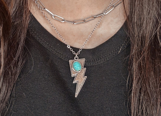 Turquoise bolt necklace